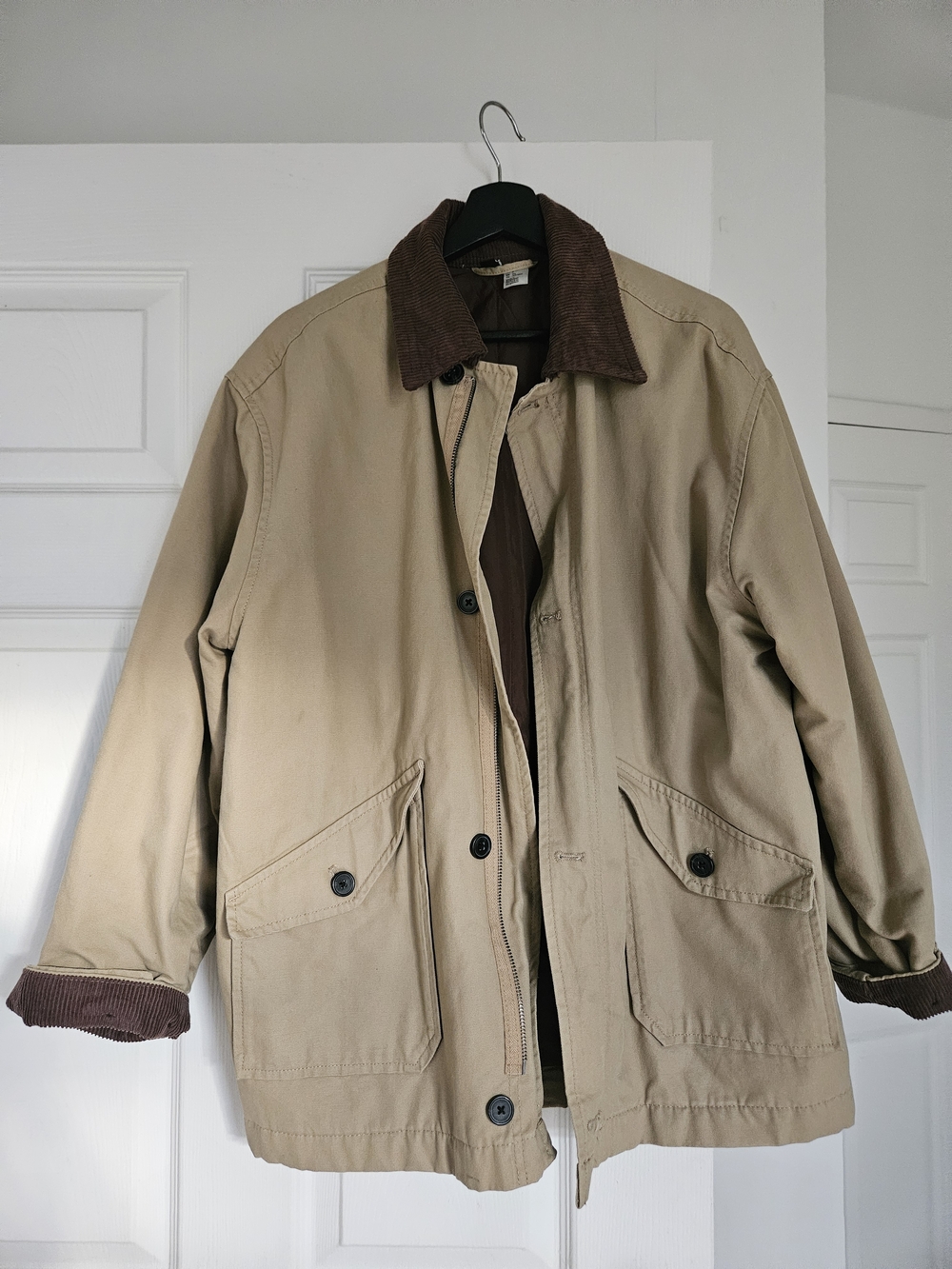 Women's Cotton Work Jacket with Brown Cordu Size S,oversized